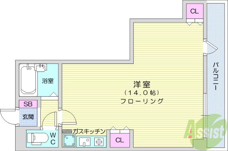 グランテラス柏木(ワンルーム/4階)の間取り写真