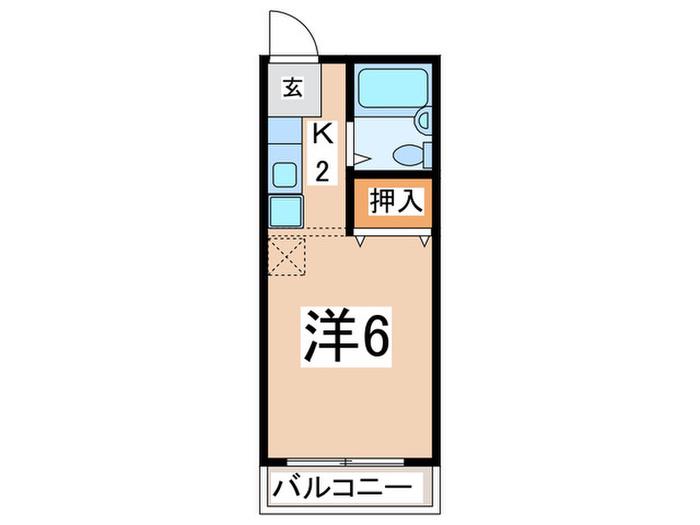 シティーハイツ堀B(1K/2階)の間取り写真