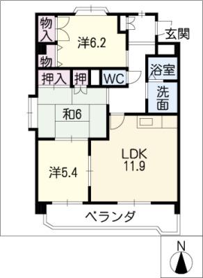 フォレストフィールド梅森台(3LDK/1階)の間取り写真