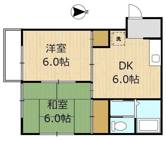 エクセルピア(2DK/2階)の間取り写真