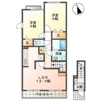 ホワイトメゾンI(2LDK/2階)の間取り写真