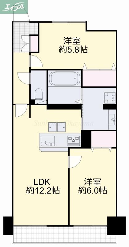 アルファライフ高柳(2LDK/1階)の間取り写真