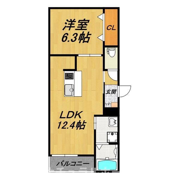 LE COCON豊橋II(1LDK/1階)の間取り写真