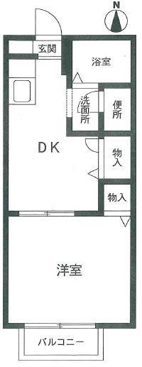 フォーブル古市場(1DK/1階)の間取り写真