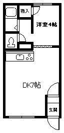 有明ハイツ(1DK/1階)の間取り写真