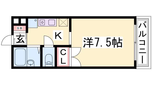 エスポワール須磨(1K/2階)の間取り写真