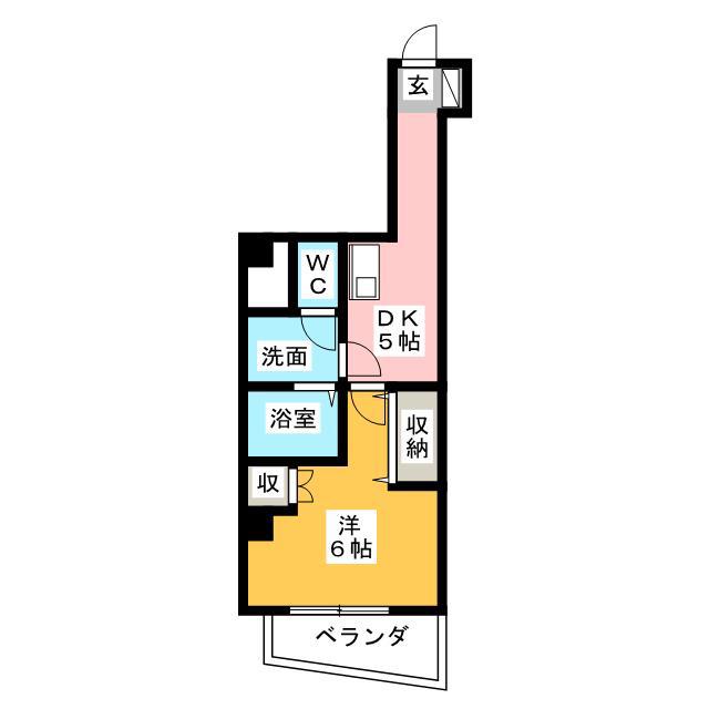ゴールドサークル尾張町(1DK/5階)の間取り写真
