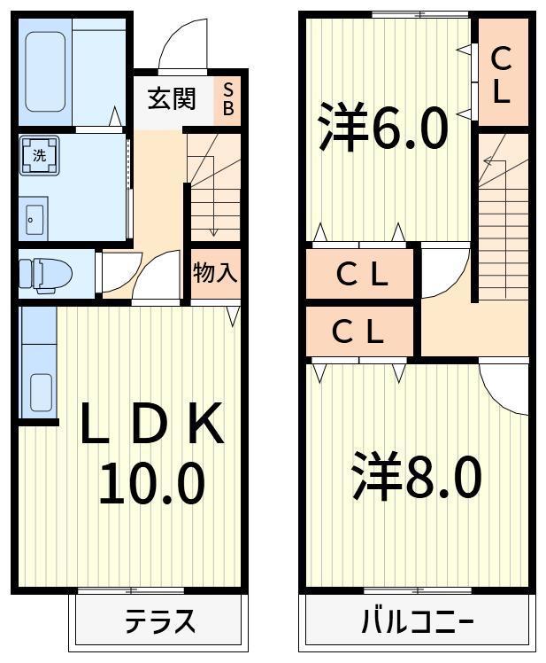 フォンドールI(2LDK/1階)の間取り写真