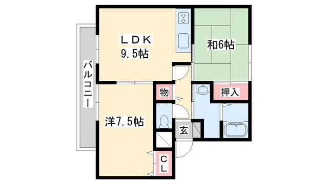 ルミエールHORI A棟(2LDK/2階)の間取り写真