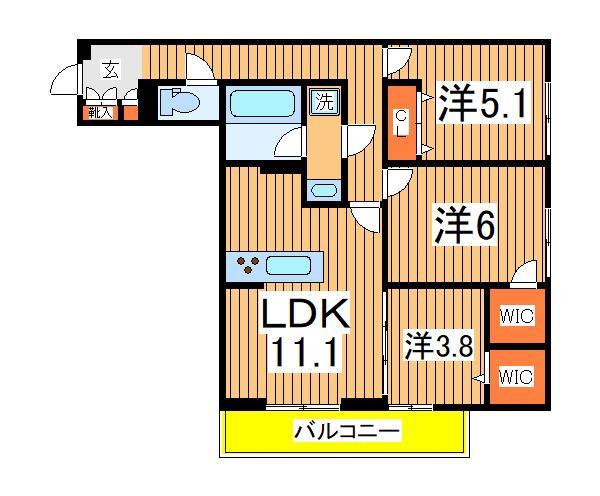 グランディール柏の葉(3LDK/3階)の間取り写真