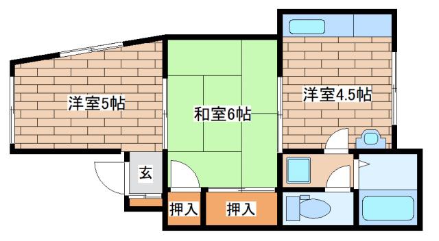 ハイツ菊水(2DK/2階)の間取り写真