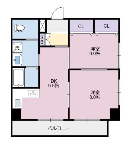 グランフロント東吉野(2DK/5階)の間取り写真
