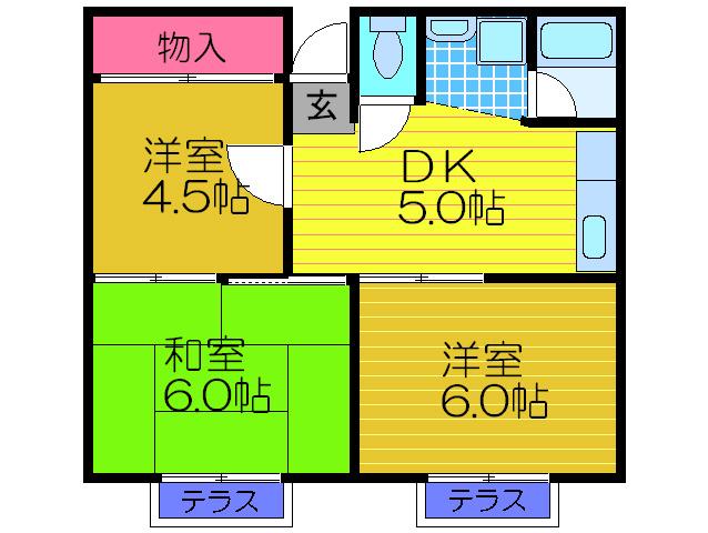 フリーディオ石切(3DK/1階)の間取り写真