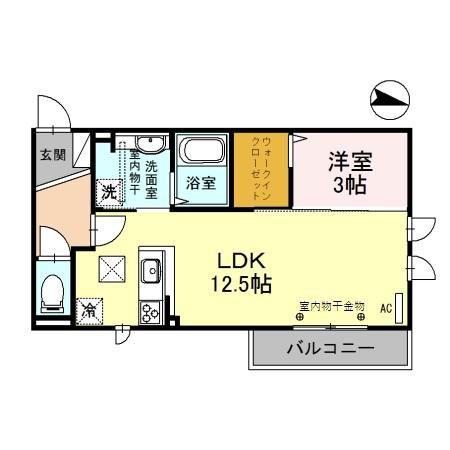パルコスカーラ(1LDK/1階)の間取り写真