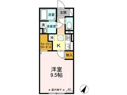 マウントナンバ オータム(1K/1階)の間取り写真