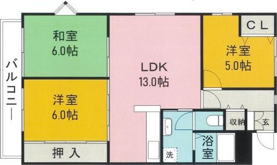 フォレスト一宮(3LDK/3階)の間取り写真