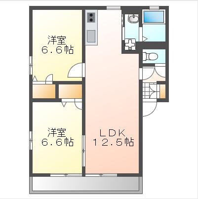 ファミーユF(2LDK/2階)の間取り写真
