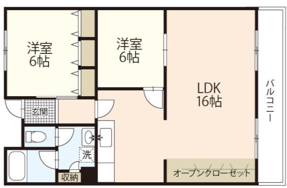 インペリアルハイツ今(2LDK/4階)の間取り写真