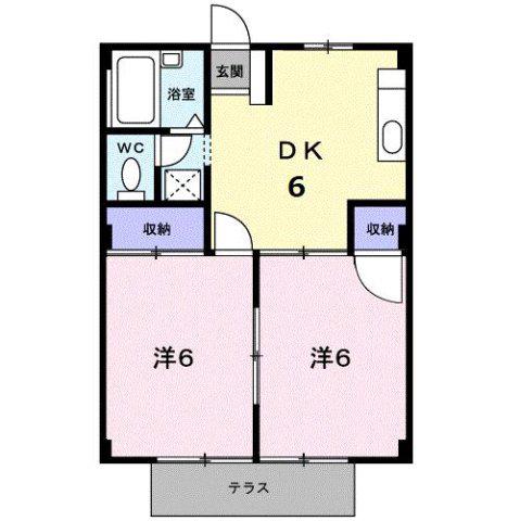 シティハイツ高橋B(2DK/1階)の間取り写真