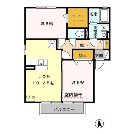 ノイエ・シュタットA/B(2LDK/2階)の間取り写真