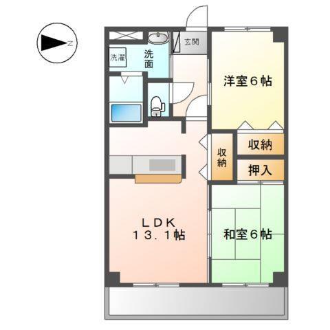 グランヴェール(2LDK/1階)の間取り写真