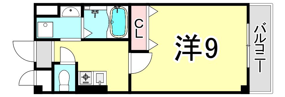 メルヴェイユドミール(1K/4階)の間取り写真
