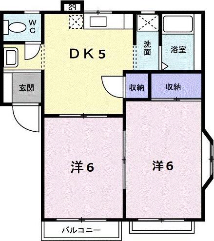 サンビレッヂ(2DK/2階)の間取り写真