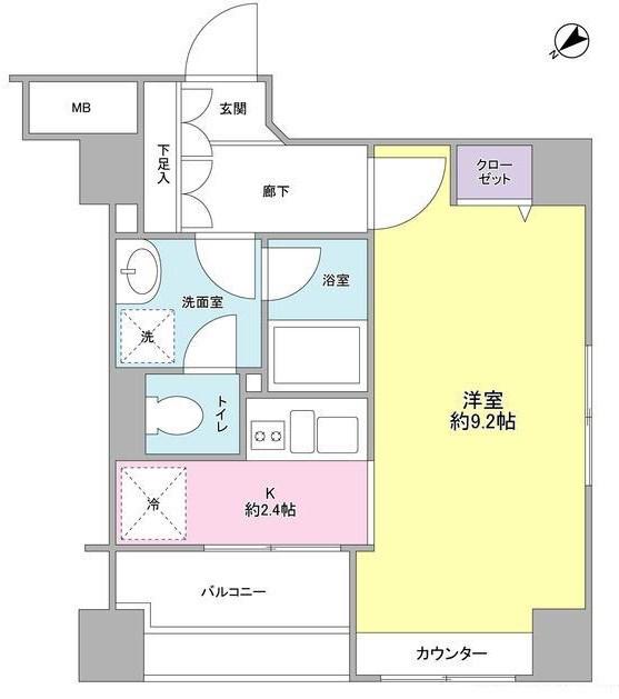 A K レジデンス(1K/9階)の間取り写真