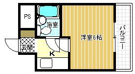 サンアベニューハヤマ(1K/2階)の間取り写真