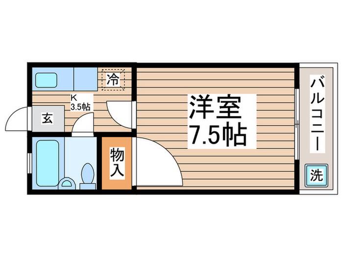 スコーレ春日(1K/2階)の間取り写真