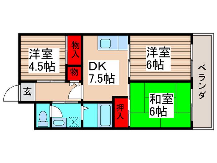 アミカル高橋(3DK/10階)の間取り写真