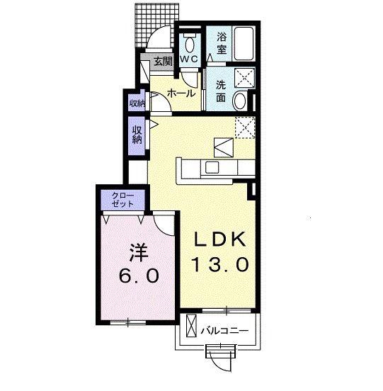 プラシード・ジョーナン(1LDK/1階)の間取り写真