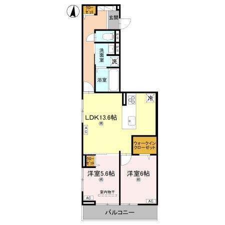 D-ROOM中小阪(2LDK/2階)の間取り写真