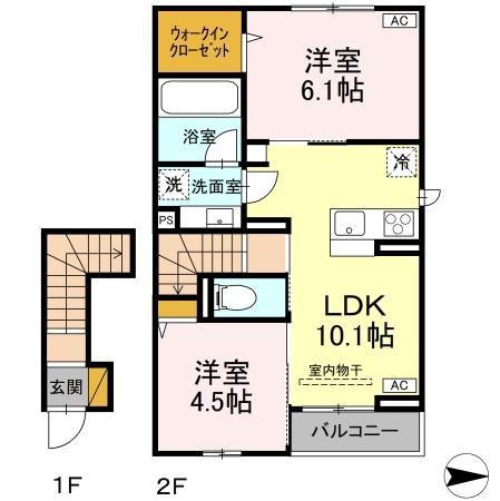 T-HAPPILIA(2LDK/2階)の間取り写真