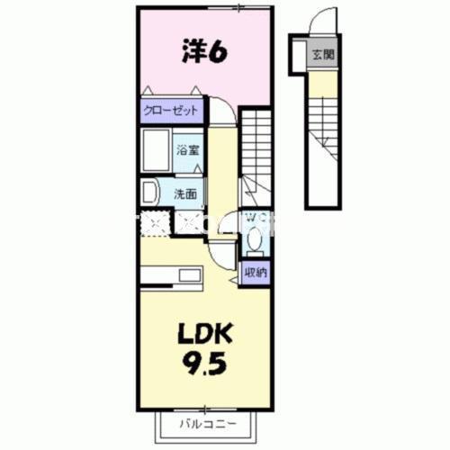 アンジェリート(1LDK/2階)の間取り写真