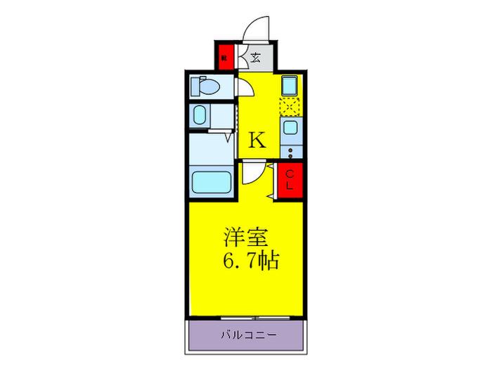SUNSHINE都島(1K/7階)の間取り写真