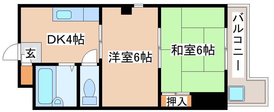 グリーンビラ西代(2DK/5階)の間取り写真