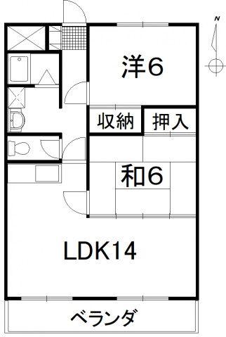中央マンション(2LDK/1階)の間取り写真
