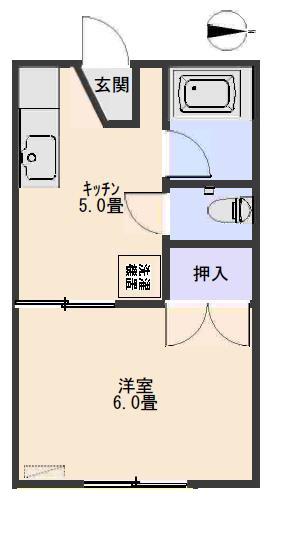 マルキョウハイム(1DK/2階)の間取り写真