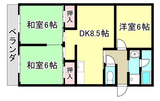 コーポルミエール(3DK/4階)の間取り写真