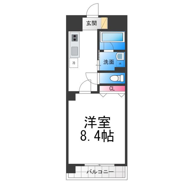ラ・メール諏訪森(1K/4階)の間取り写真