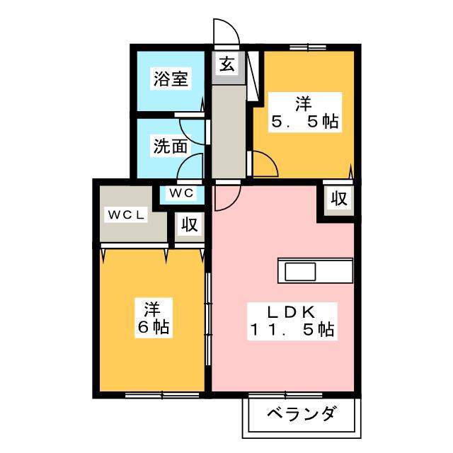 ラーゼンパークII(2LDK/1階)の間取り写真