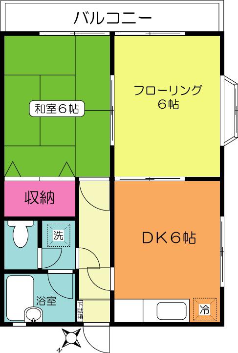 メゾンオオタニ(2DK/2階)の間取り写真
