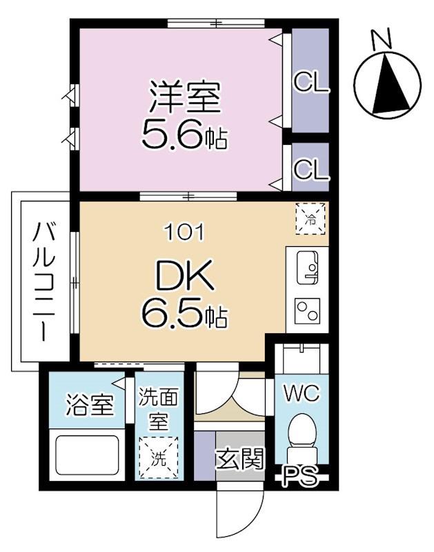 セイブロッサム(1DK/1階)の間取り写真