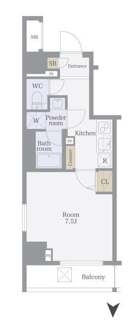 ライズコート住吉(1K/6階)の間取り写真