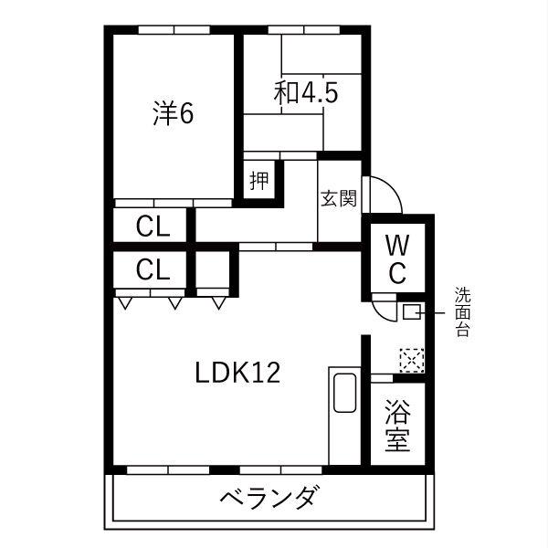 シティハイツ村井(2LDK/4階)の間取り写真