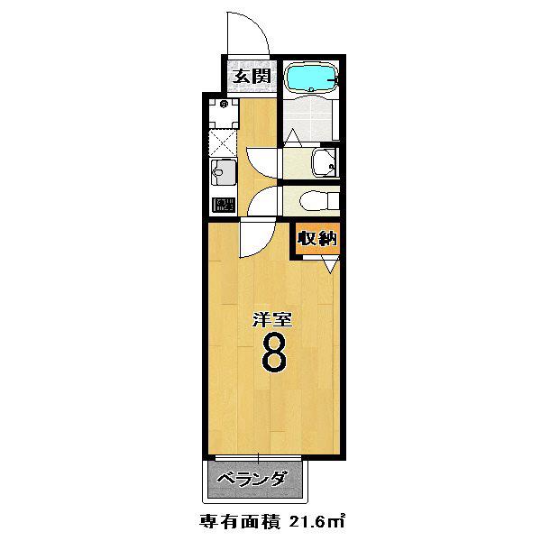 フラッティ龍大前(1K/3階)の間取り写真