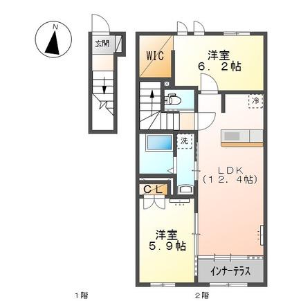 シェランデSAI(2LDK/2階)の間取り写真
