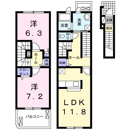アンジェロ F3(2LDK/2階)の間取り写真