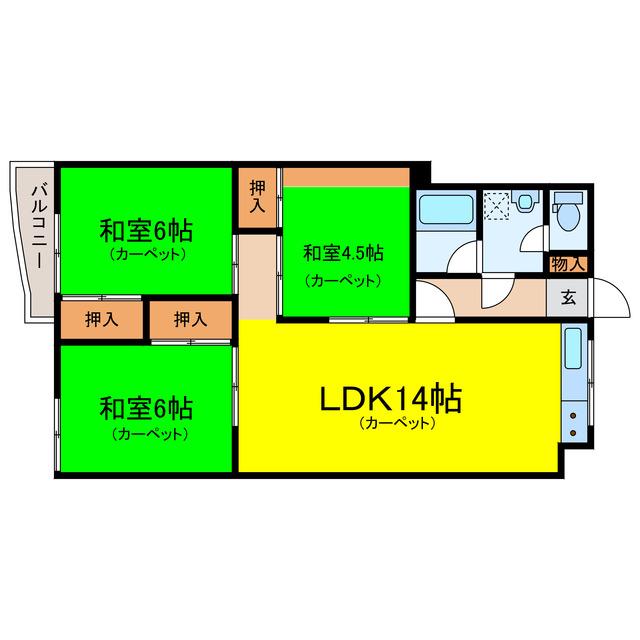 熊谷オリエンタルマンション708(3LDK/7階)の間取り写真